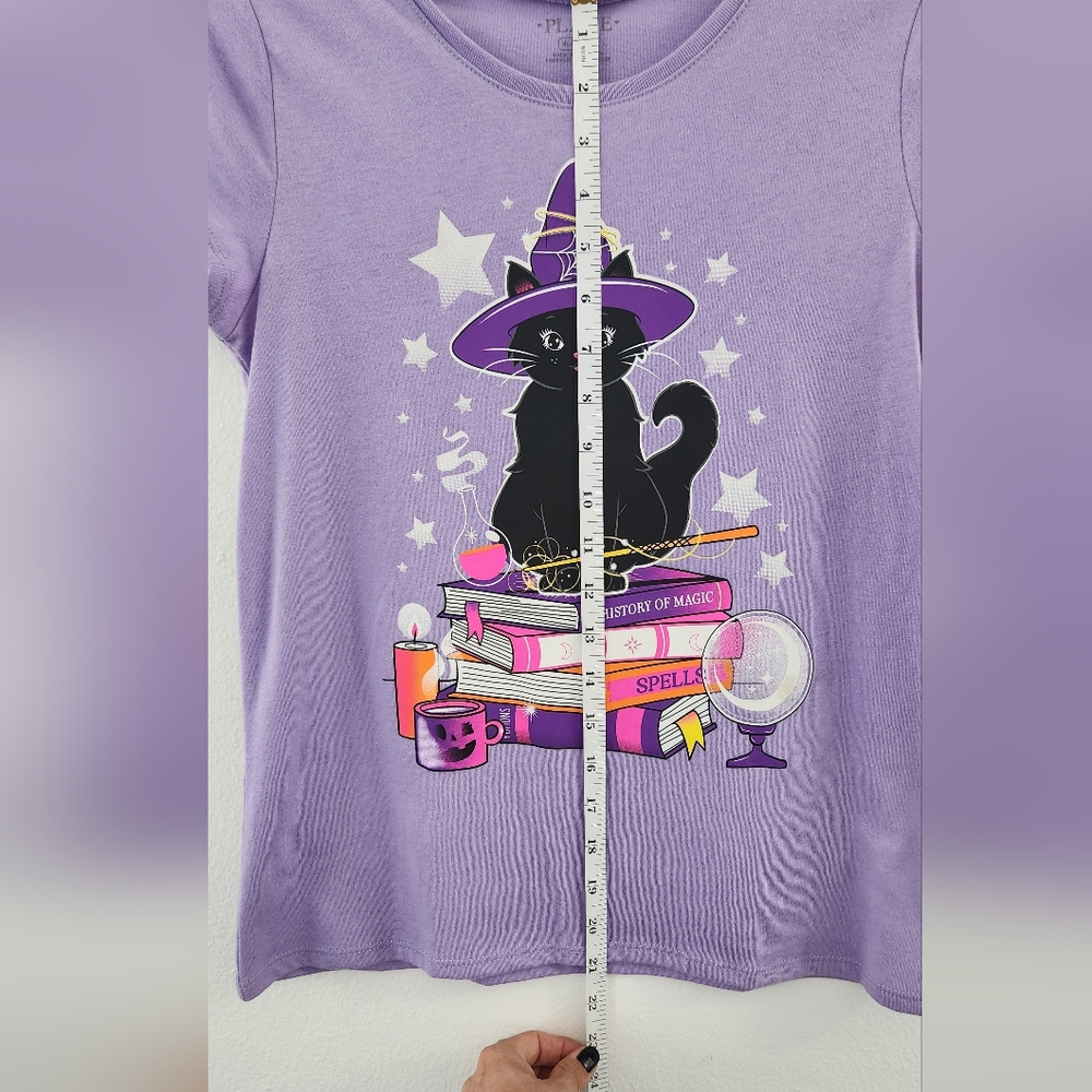 Girls Glow In The Dark Black Cat Witch Graphic Tee Size XL - Picture 9 of 11